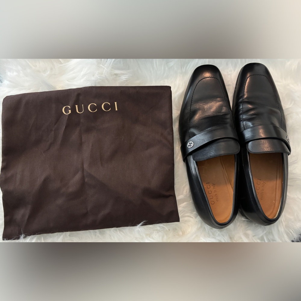 Gucci Betis Glamour Men's Black Leather Slip-On Loafers